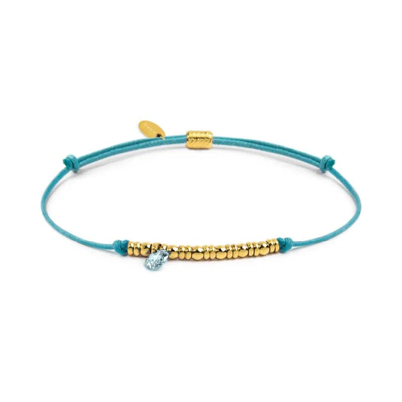 Bracciale cordino con elementi acciaio e zircone pendente Marlù