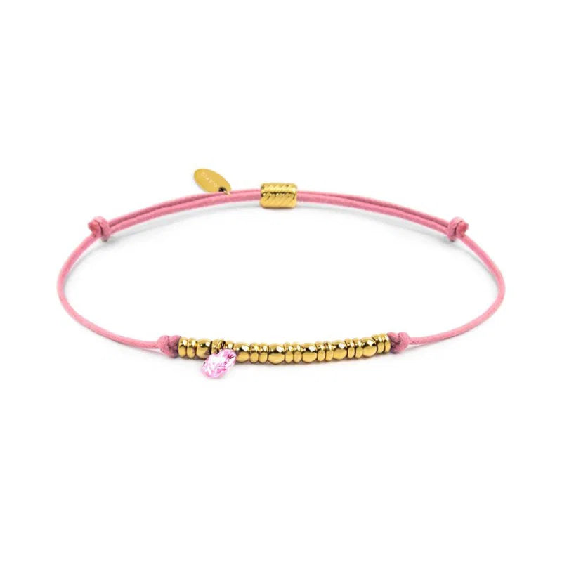 Bracciale cordino con elementi acciaio e zircone pendente Marlù