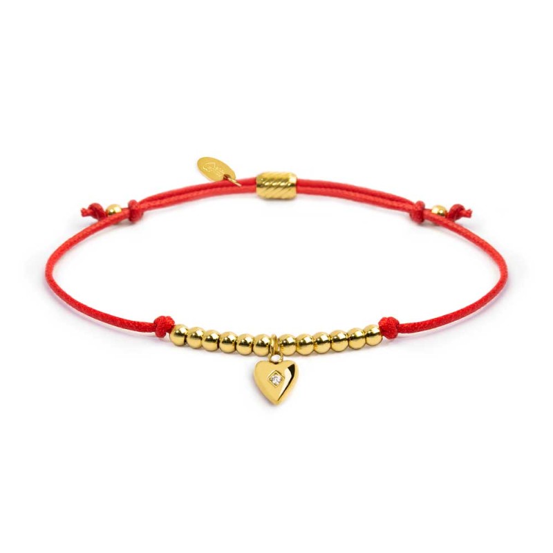 Bracciale cordino con pendente cuore con zircone Marlu