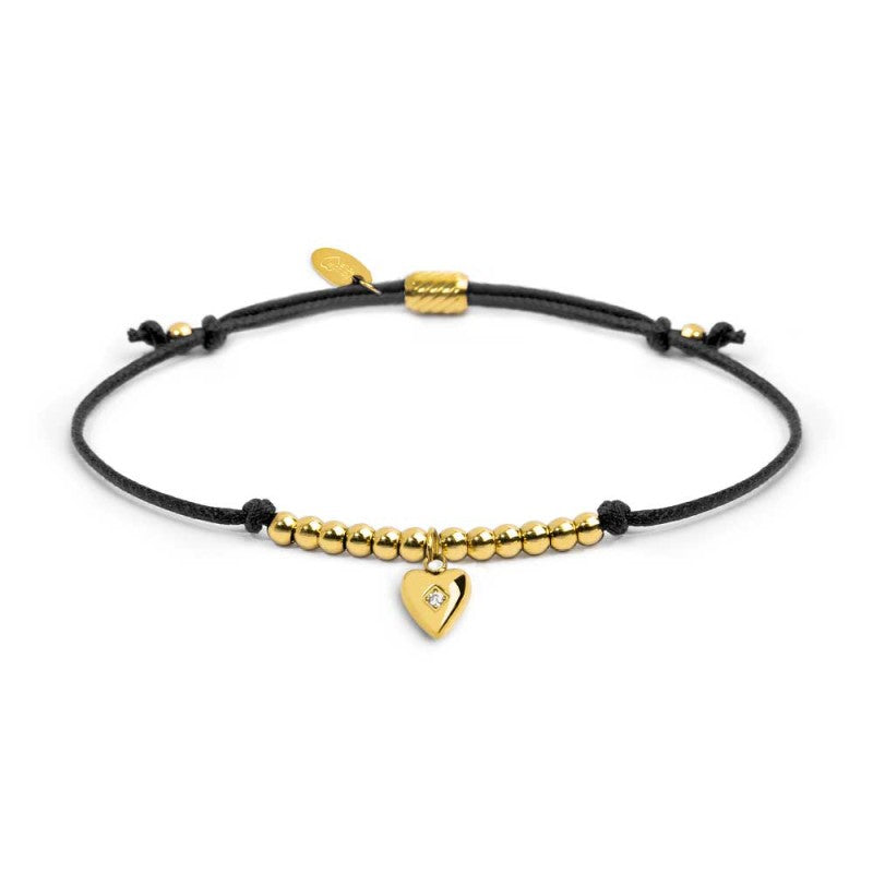Bracciale cordino con pendente cuore con zircone Marlu