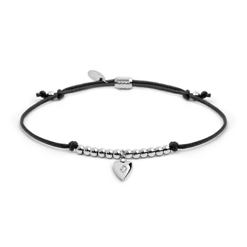 Bracciale cordino con pendente cuore con zircone Marlu
