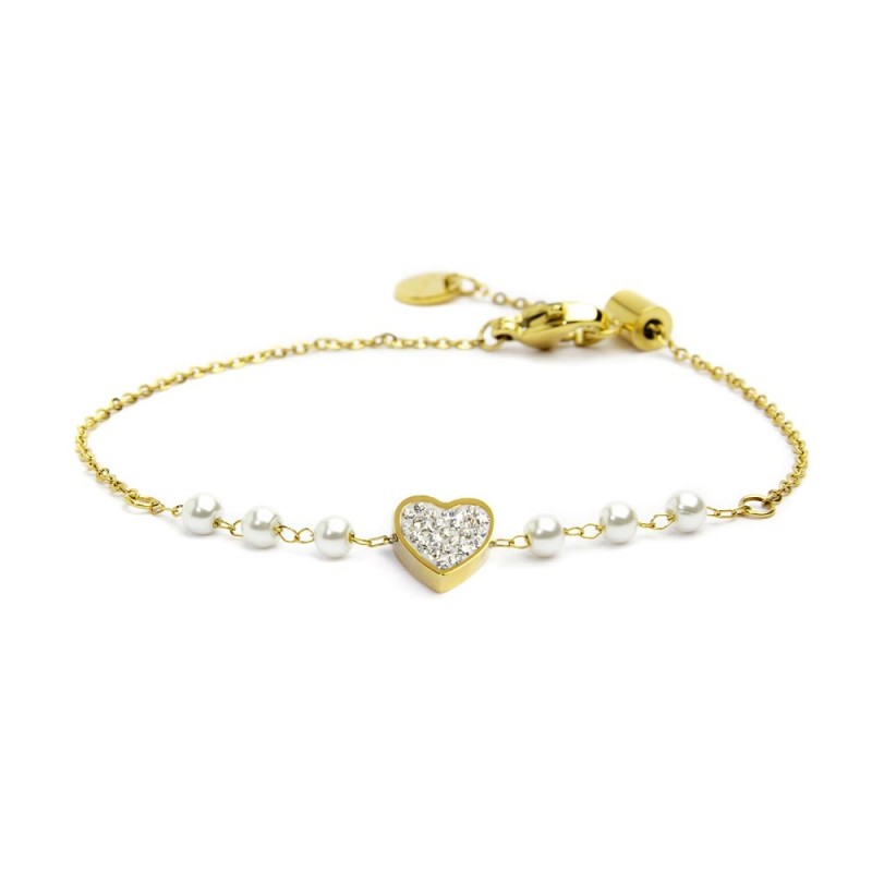 Bracciale cuore cristalli con perle MARLU'