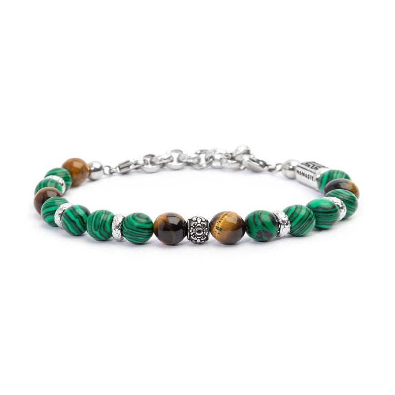 Bracciale malachite e occhio di tigre 8mm Marlù