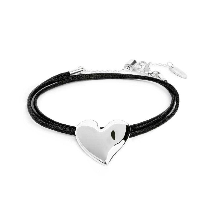 Bracciale triplo filo con cordino cerato con cuore irregolare Marlù