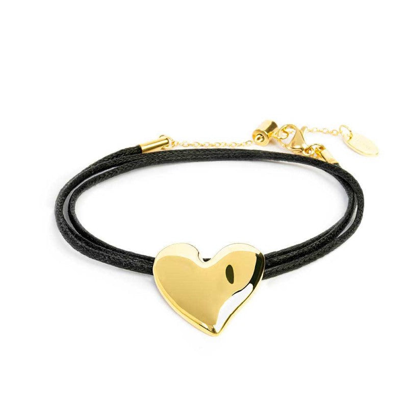 Bracciale triplo filo con cordino cerato con cuore irregolare Marlù