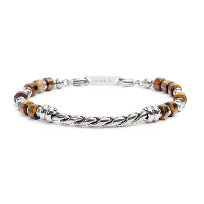 Bracciale con rondelle occhio di tigre catena twisted Marlù