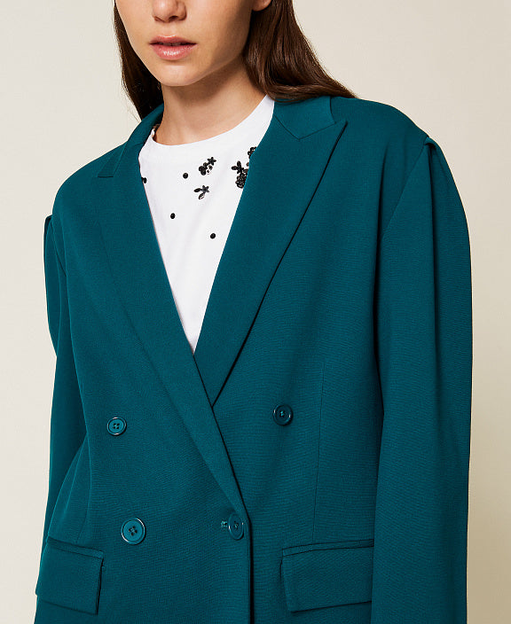 Giacca doppiopetto con pieghe sulle spalle TWINSET