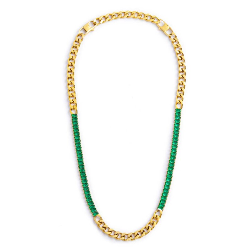 Collana catena grumetta con tennis cristalli baguette Marlù
