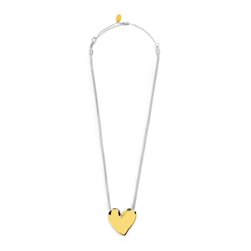 Collana catena mesh con cuore irregolare martellato Marlù