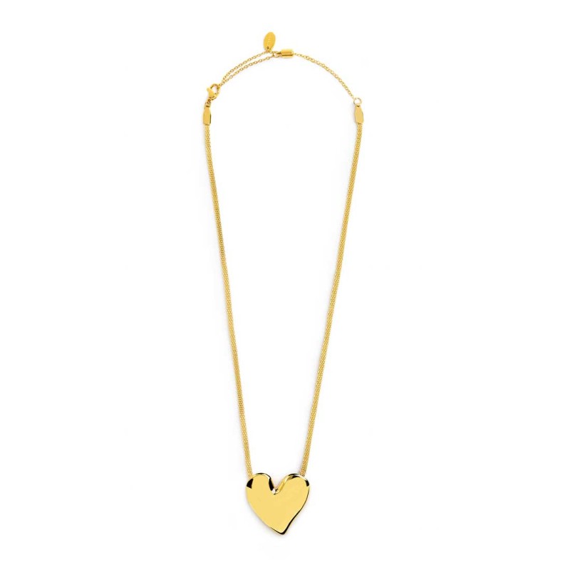 Collana catena mesh con cuore irregolare martellato Marlù