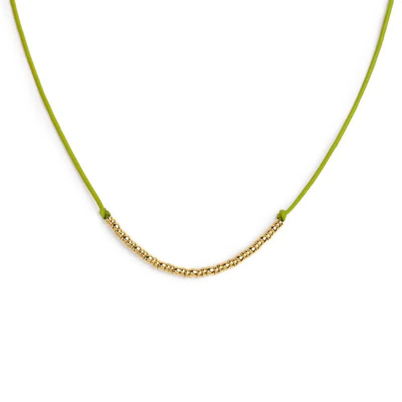Collana cordino con sfere e rondelle al centro Marlù