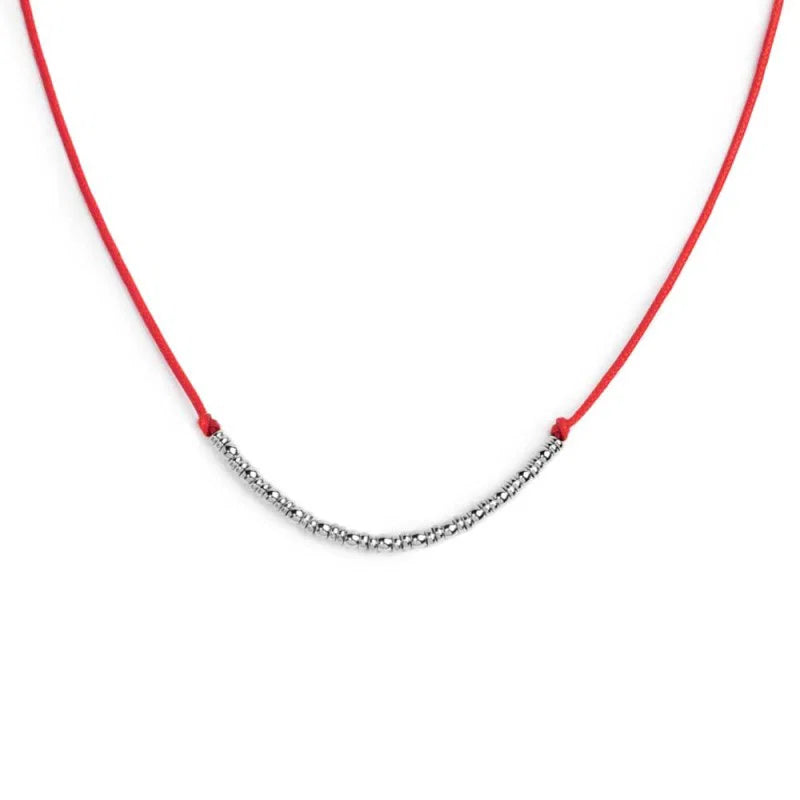 Collana cordino con sfere e rondelle al centro Marlù