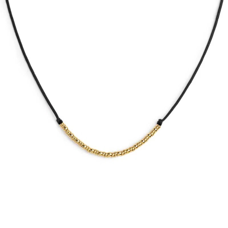 Collana cordino con sfere e rondelle al centro Marlù