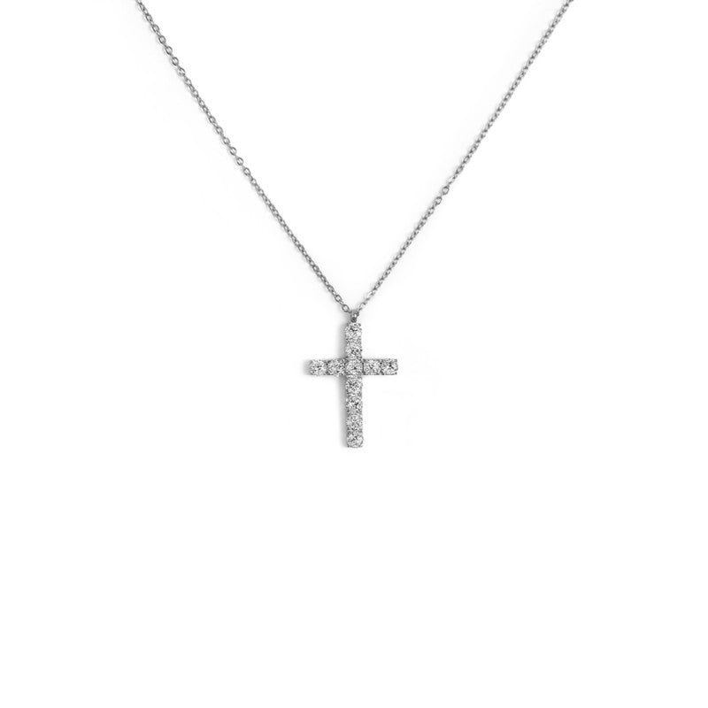 Collana croce pendente 2,6cm con zirconi MARLU'