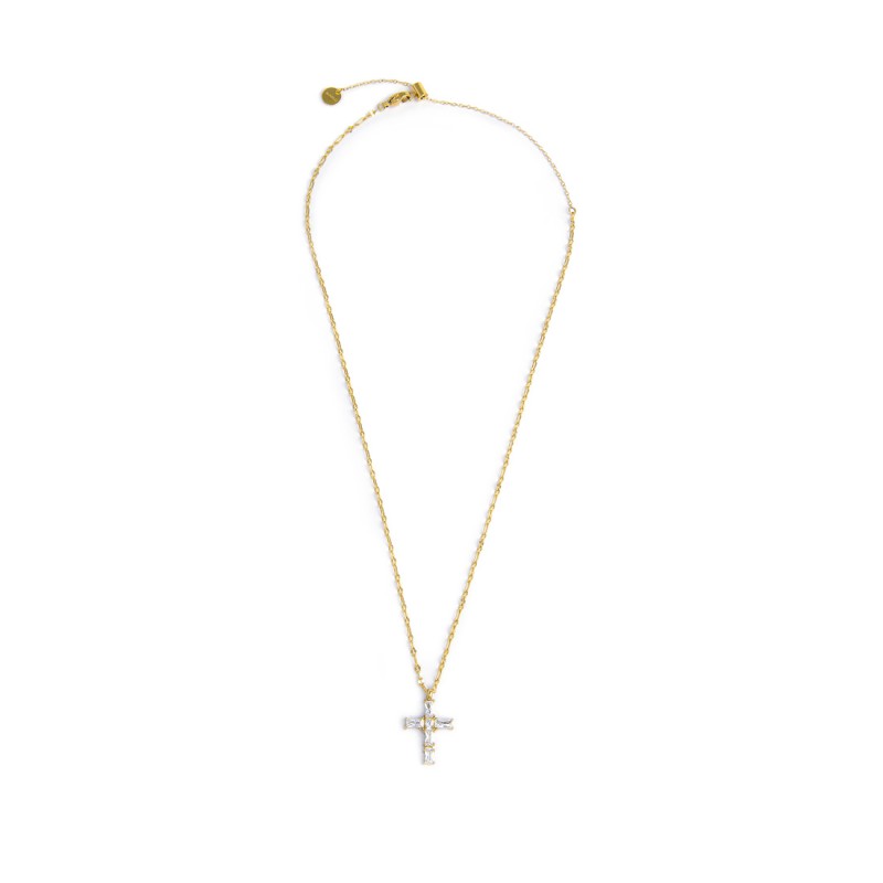 Collana croce pendente con cristalli baguette MARLU'