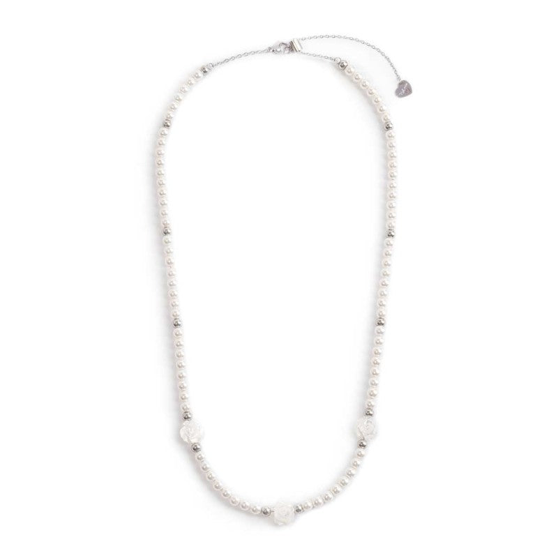Collana perle con rosa in madreperla Marlù