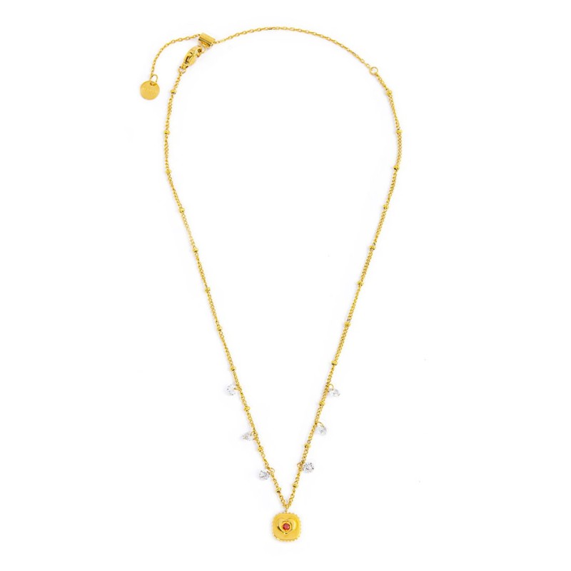 Collana piastrina cuore pendente con zirconi Marlù