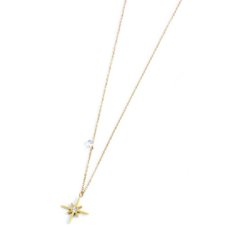 Collana rosa dei venti pendente 15mm e zircone Marlù