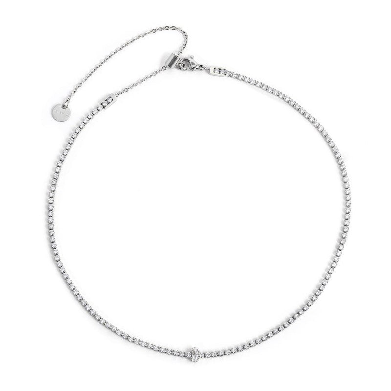 Collana tennis con zircone centrale MARLU'