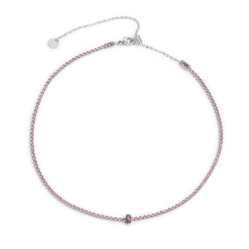 Collana tennis con zirconi e zircone centrale baguette MARLU'