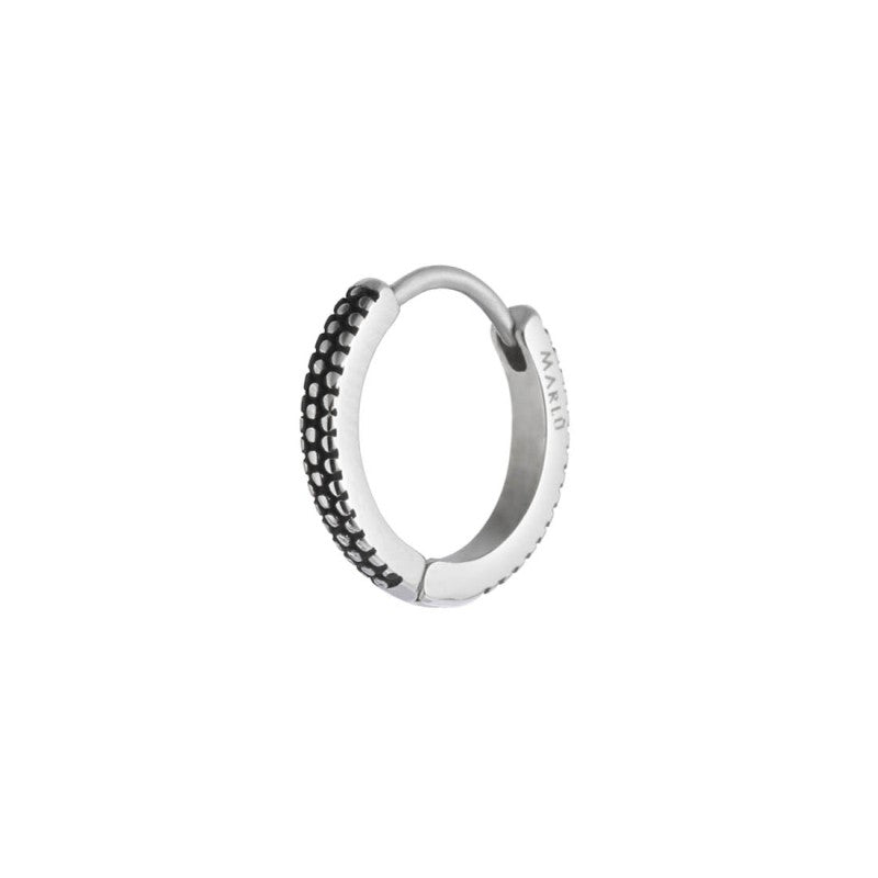 Orecchino a cerchio 1,5 cm trama puntinata in black oil opaco Marlù