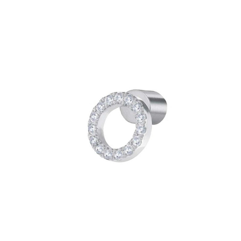 Orecchino a lobo cerchio 0,8cm con zirconi bianchi Marlù