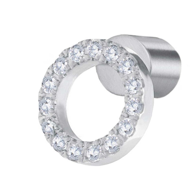Orecchino a lobo cerchio 0,8cm con zirconi bianchi Marlù