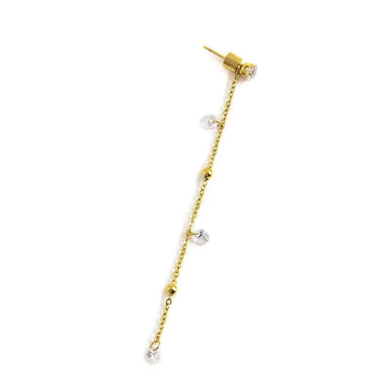 Orecchino pendente con zirconi e sfere 7,5cm Marlù