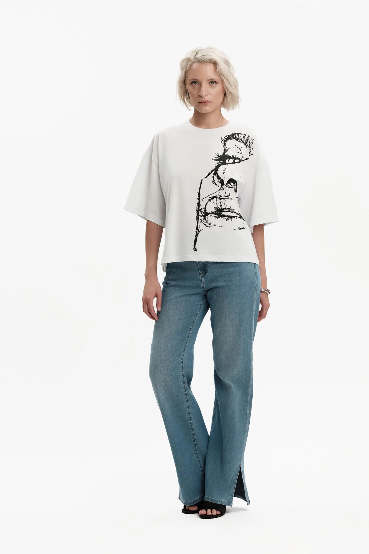 MARTA – PALAZZO DENIM CON SPACCO WHITE WISE