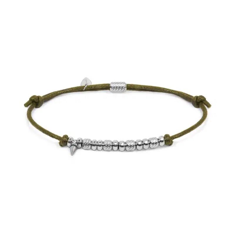 Bracciale cordino cerato elementi in acciaio e mini spike Marlù