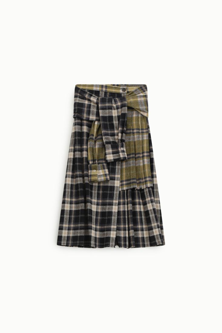 Gonna midi a vita alta con pattern a quadri Dixie