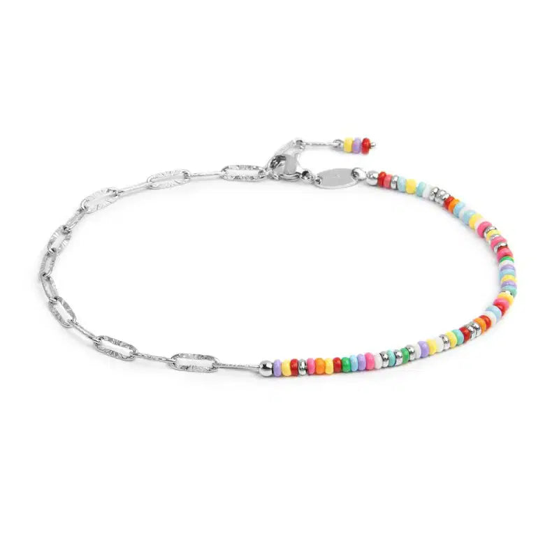 Cavigliera catena con perline di plastica colorate e catena a maglia allungatacon Marlú