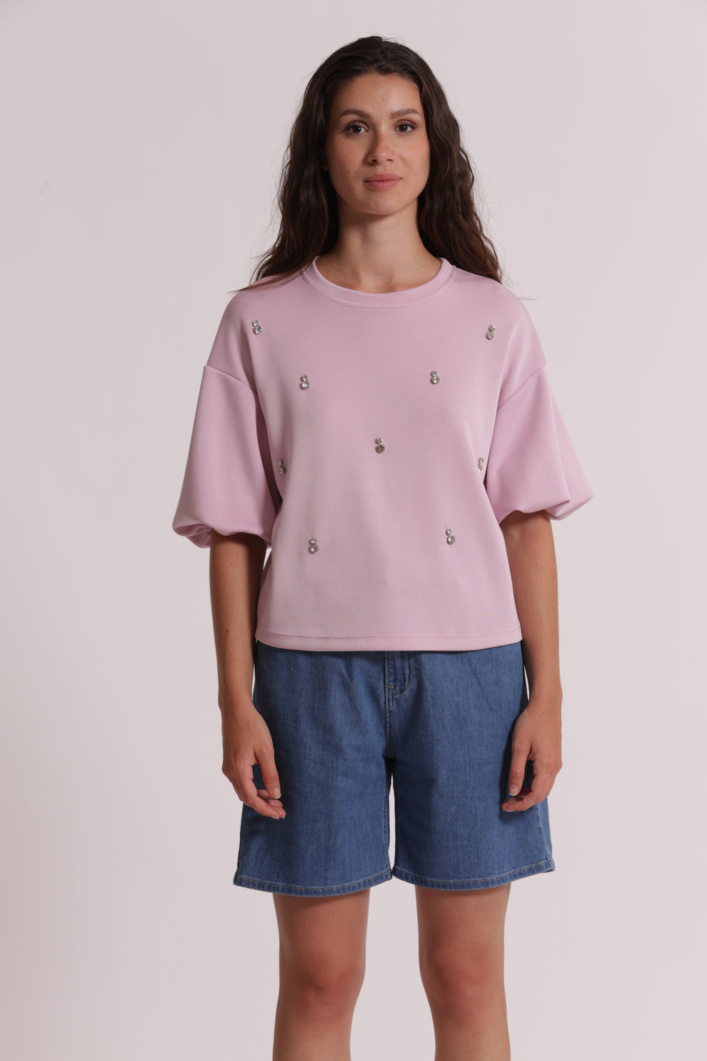 MAGLIA IN FELPA CON DETTAGLI GIOIELLO MIMI-MUA