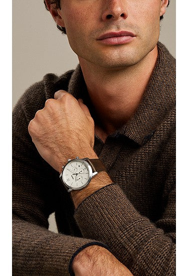 Cronografo Neutra 44 mm con cinturino in pelle marrone Fossil