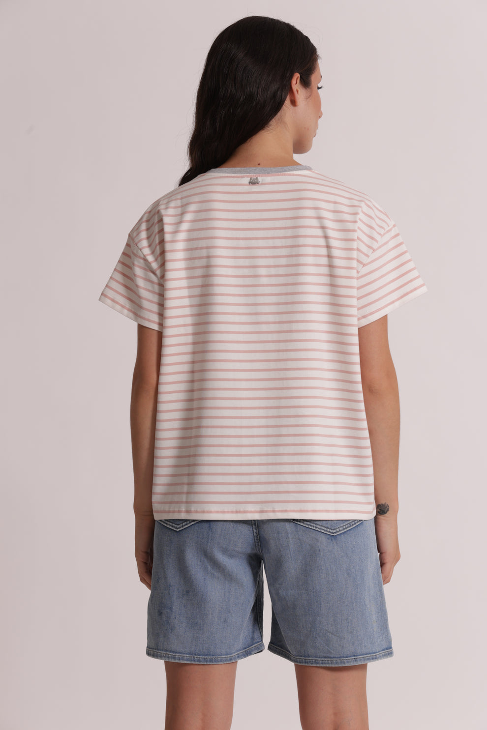 T-SHIRT RIGHE CON STAMPA GATTO MIMI-MUA