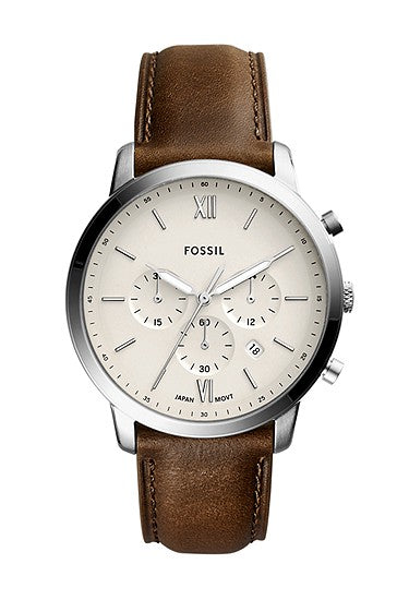 Cronografo Neutra 44 mm con cinturino in pelle marrone Fossil