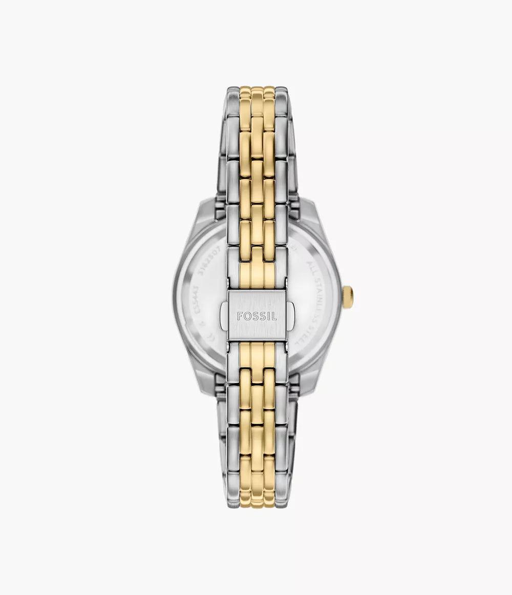 Orologio Scarlette 33 mm a tre sfere con bracciale in acciaio bicolore Fossil