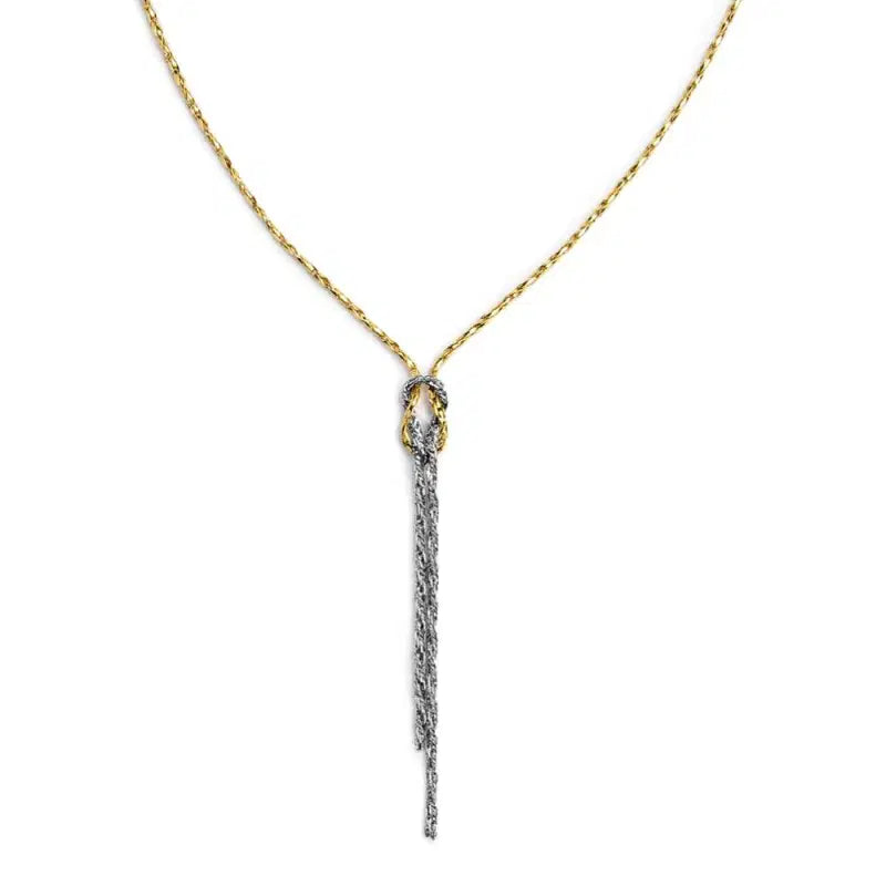 Collana a Y con nodo catena snake e catena foxtail Marlù