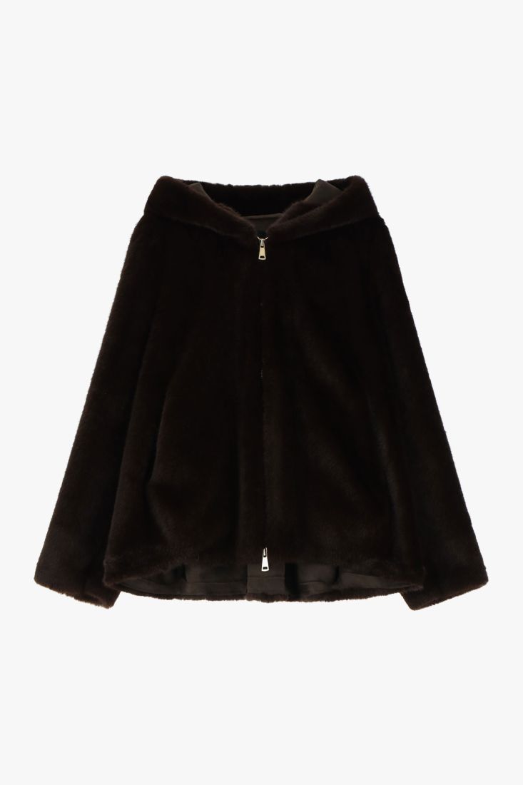 Eco-fur con cappuccio e chiusura zip Dixie