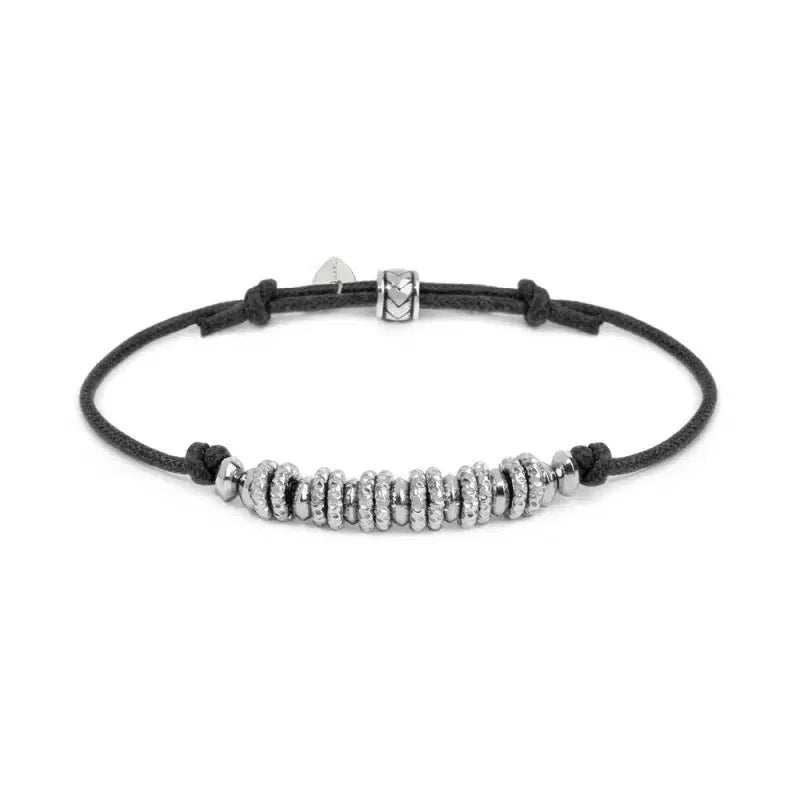 Bracciale cordino cerato rondelle in acciaio Marlù