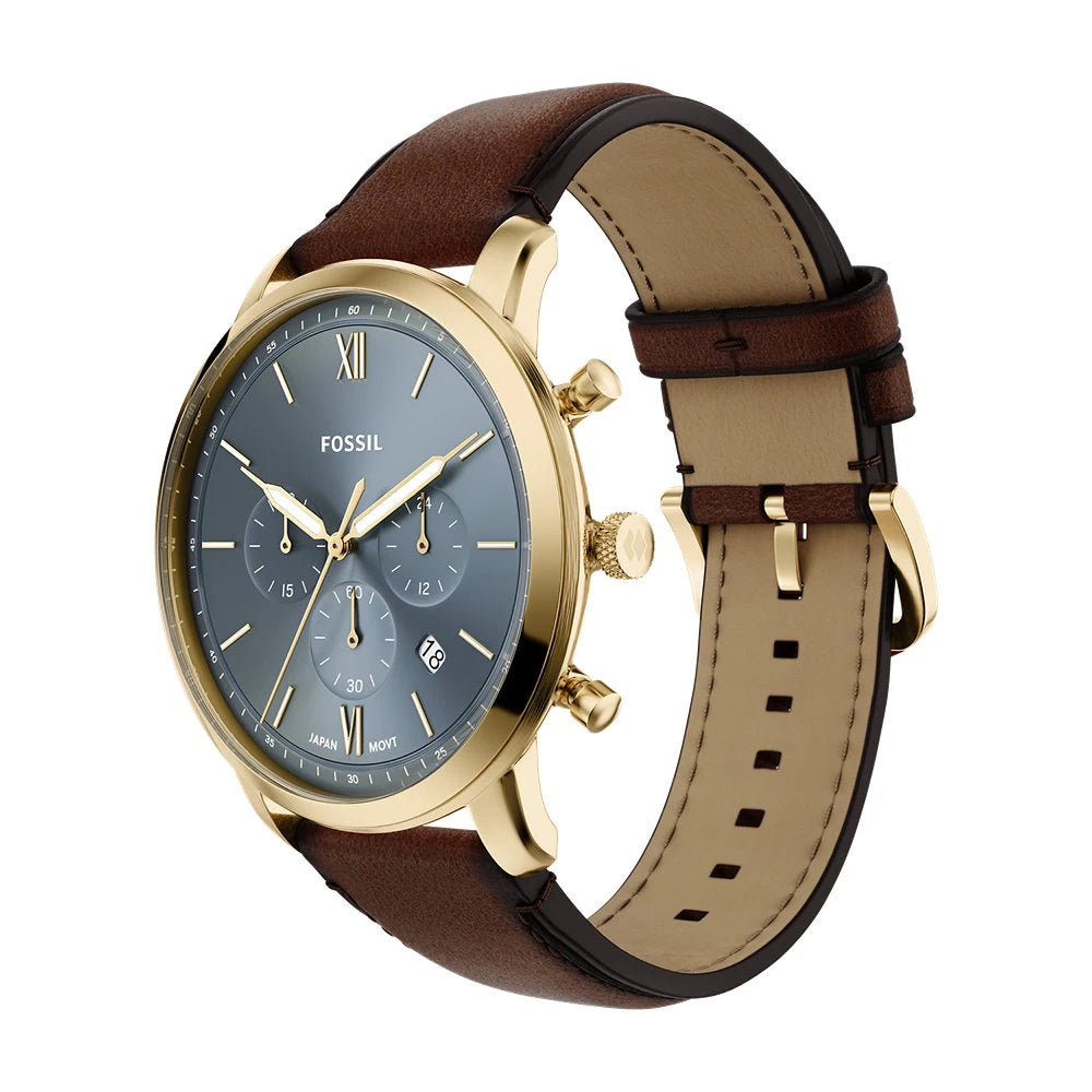 Cronografo Neutra 44 mm con cinturino in pelle marrone Fossil