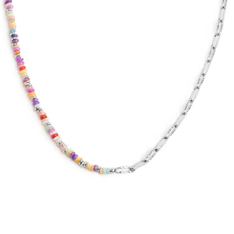 Collana con perline colorate e catena a maglia larga Marlù