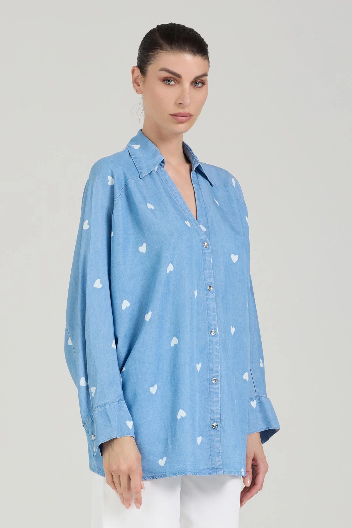 CAMICIA DENIM CON CUORICINI TAKE TWO
