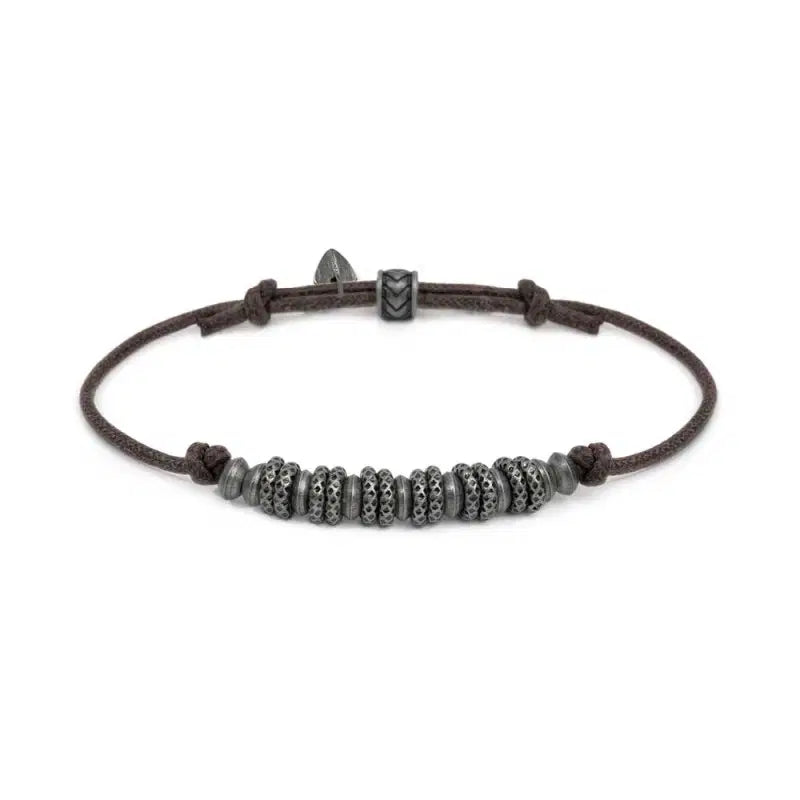 Bracciale cordino cerato rondelle in acciaio Marlù