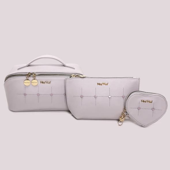 BEAUTY CASE SET DA 3 CON CUORICINI MIMÍ-MUÁ