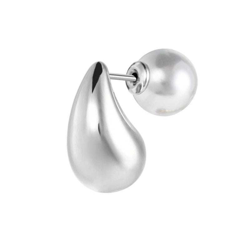 Orecchino a lobo goccia 1,8 cm con chiusura perla Marlù
