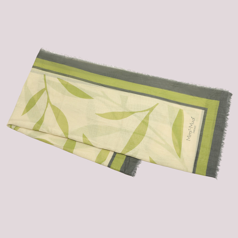 FOULARD CON FOGLIOLINE SPARSE (135X135 cm) MIMI-MUA