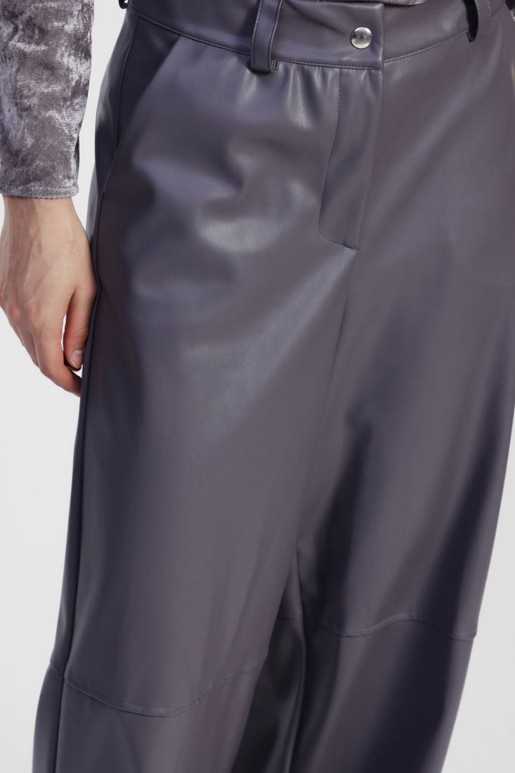 Pantaloni ampi vita alta effetto pelle Dixie