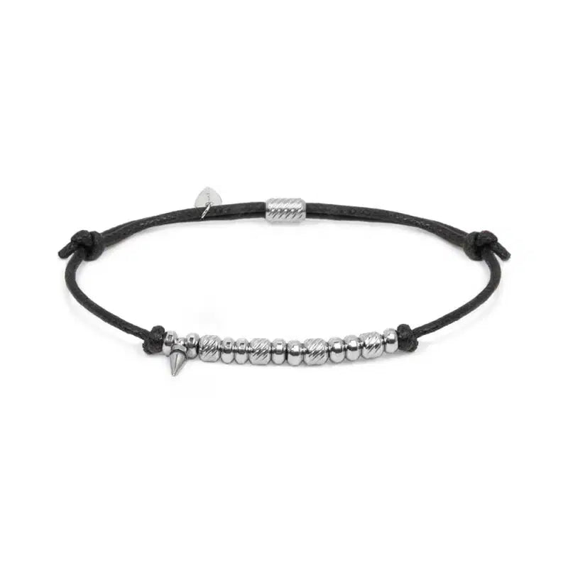 Bracciale cordino cerato elementi in acciaio e mini spike Marlù