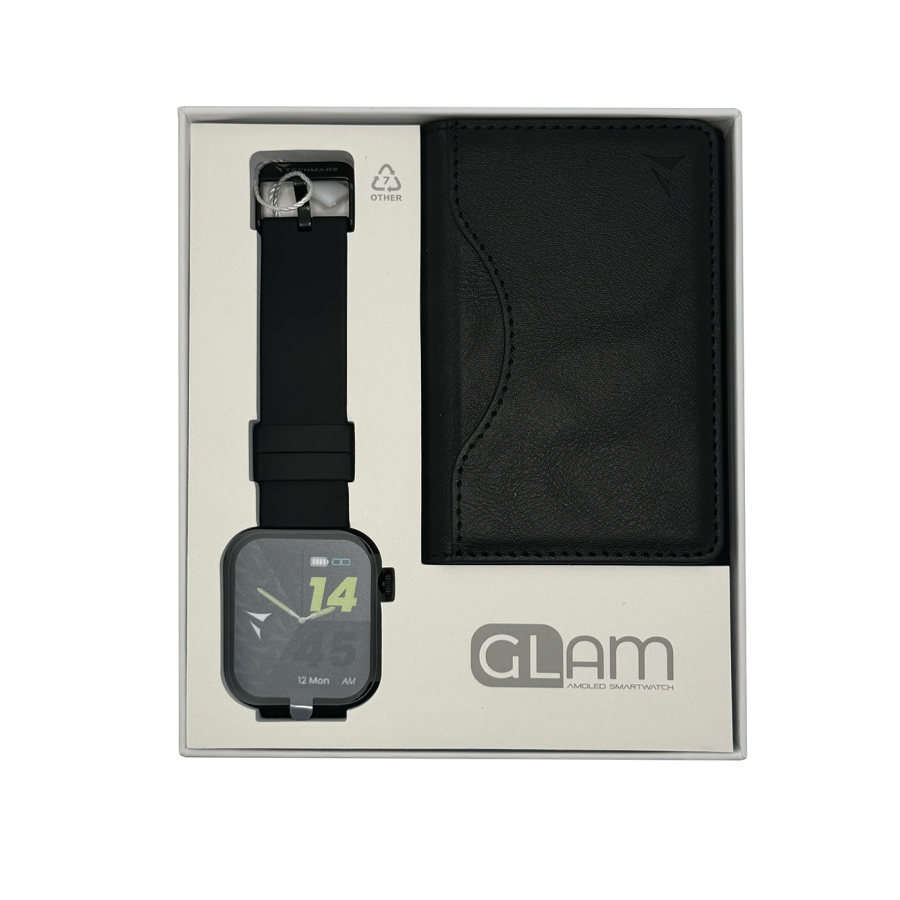 Smartwatch Glam con Intelligenza Artificiale - Bundle Pack - Cassa Black / Portafogli Black